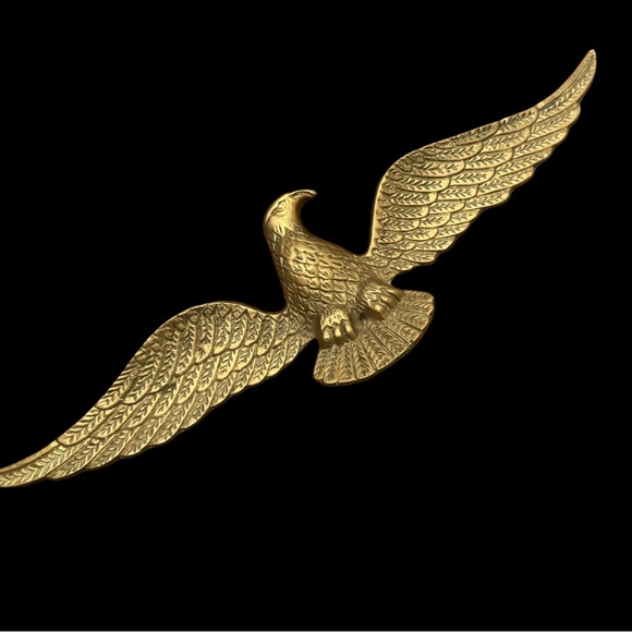 Vintage Mid Century Cast Brass Eagle Bird Metal Hanging Wall Patriotic Decor - Picture 5 of 14